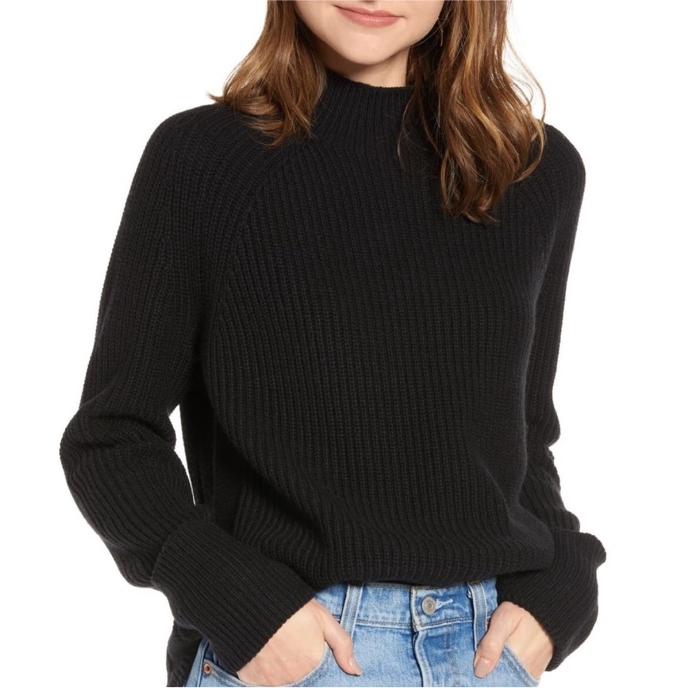 NWT Treasure & Bond Black Chunky Ribbed Knit Sweater Womens Size Small Mock Neck